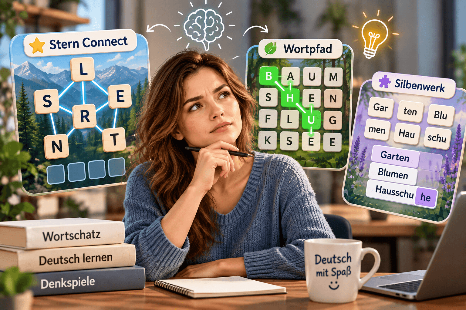 German Word Games That Make You Think — Combine, Search and Find the Solution
