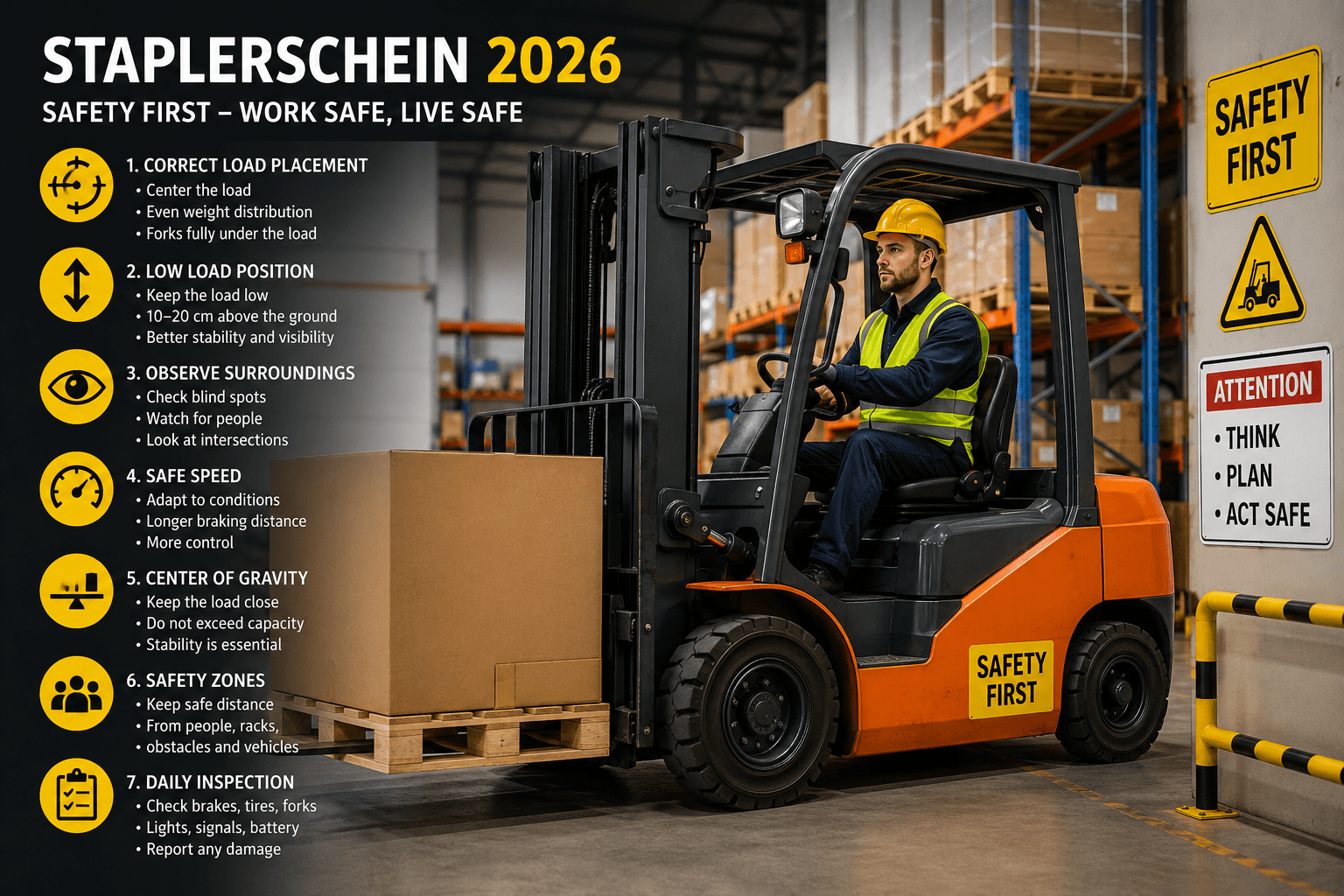 Staplerschein 2026 — Most Important Safety Principles and Common Mistakes When Working with a Gabelstapler (Forklift)