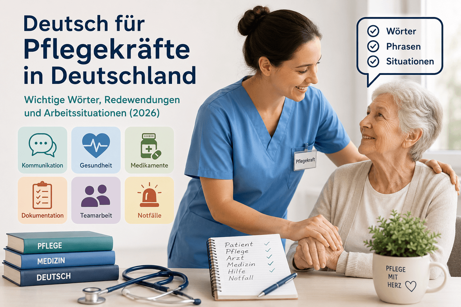 German for Care Work in Germany (2026) — Professional German, Important Vocabulary and Typical Work Situations
